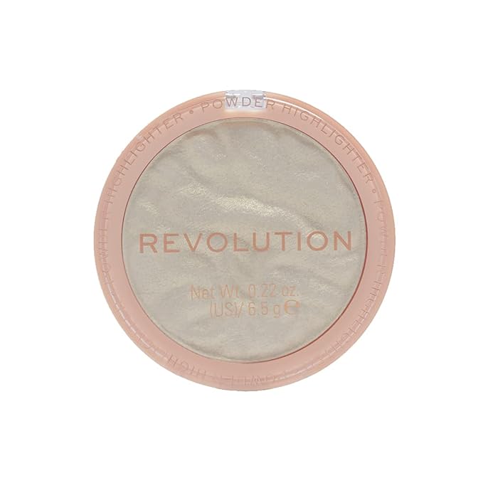 Revolution Beauty, Reloaded Pressed Powder Highlighter, Intensely Pigmented for a High Impact Dewy Finish, Golden Lights, 0.22 Oz.