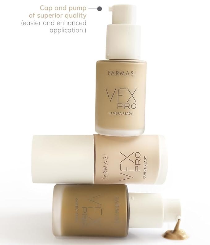 FARMASi Vfx Pro Foundation, Full Coverage Liquid Cream, Lightweight Long Lasting Coverage, Breathable Skin Moisturizer with Color True Matte Blending, Face Makeup, 1 fl. oz / 30 ml - Cool Light 05