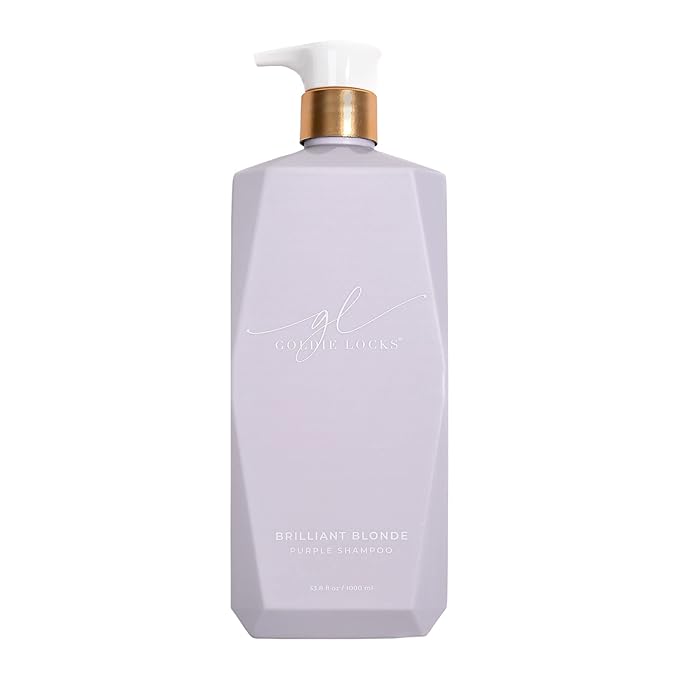 Goldie Locks Brilliant Blonde Purple Shampoo for Blonde, Lightened, Grey Hair, Extensions, Significantly Brightens, Tones, Eliminates Brass, Sulfate-Free, Nourishing, Moisturizing Leave-In, 33.8 Fl Oz