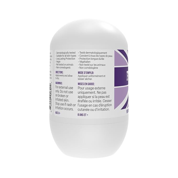 Fresh Kidz Roll On Deodorant for Kids and Teens - Baking Soda and Aluminum-free 24 Hour Protection for Sensitive Skin - Girls "Purple" 1.86 fl.oz. (2 Pack)