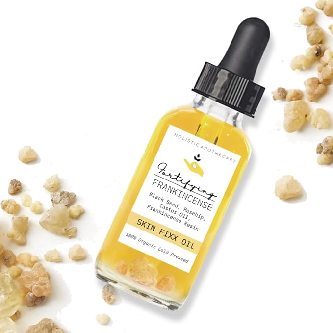 Fortifying Frankincense Resin Infused 100% Organic Black Seed, Rosehip & Castor Oils for Face Miracle Anti-Aging Facial Moisturizer Cold Pressed Oils Natural Serum Skincare Hydrates Skin