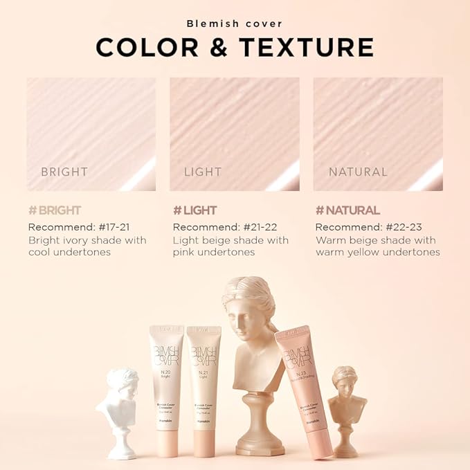 Hanskin New Blemish Cover Full Coverage Concealer, Semi Matte Creamy Formula, Flawless Finish, Korean Cosmetic [Light/12g]