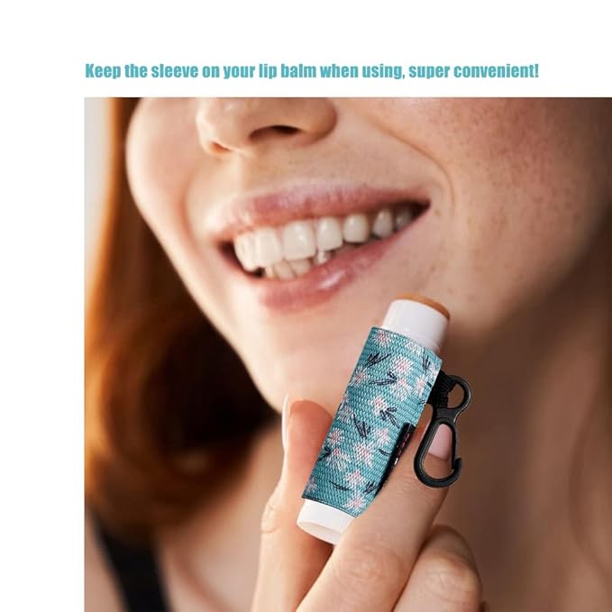 5pcs Lip Balm Holder Keychain Lipstick Women(Wave/Flower/Leo)