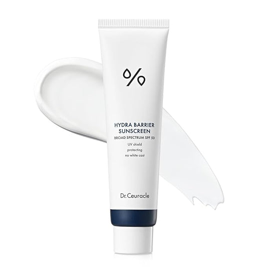 Dr.Ceuracle Hydra Barrier Mineral Sunscreen Broad Spectrum SPF 50 - Korean Sunscreen with Zinc Oxide and Hyaluronic Acid, Dewy Glow (50 ml / 1.69 fl. oz.)