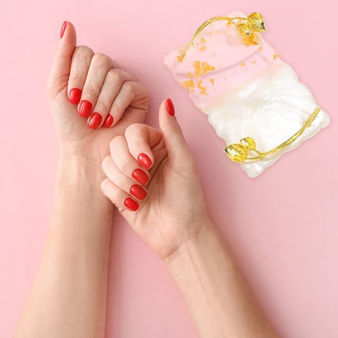 Resin Nail Art Palette, Nail Art Painting Palettes with Nail Palette Stirring Rod Gold Edge Nail Holder Nail Art Display Board Fashion Delicate Nail Tool Accessories, Type 6