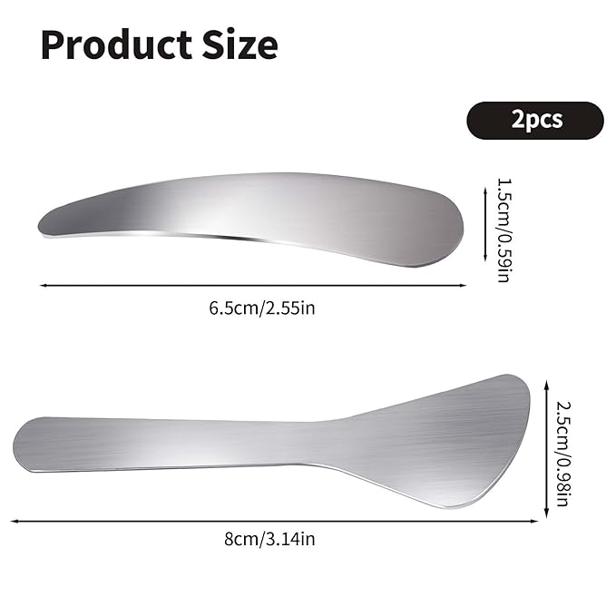 2Pcs Mini Metal Cosmetic Spatulas, Makeup Spatulas, Skincare