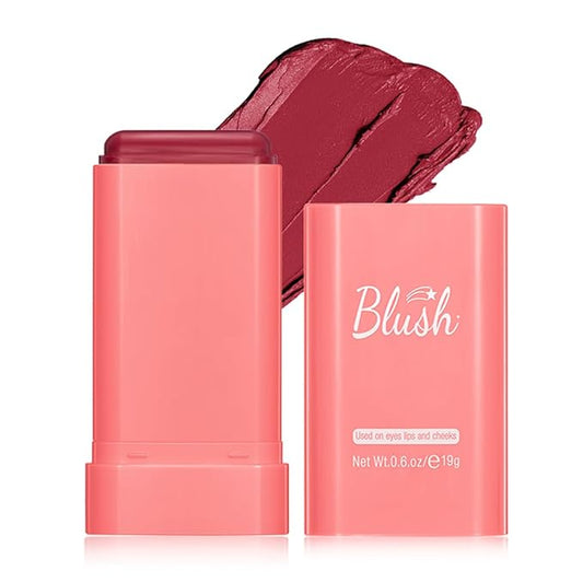 Multi-Use Makeup Blush Stick, 3-in-1 Cream Blush Stick Beauty Tinted Solid Blush Stick for Cheek/Eyes/Lips, Waterproof Moisturizer Stick, Suitable for All Skin (02# Red)