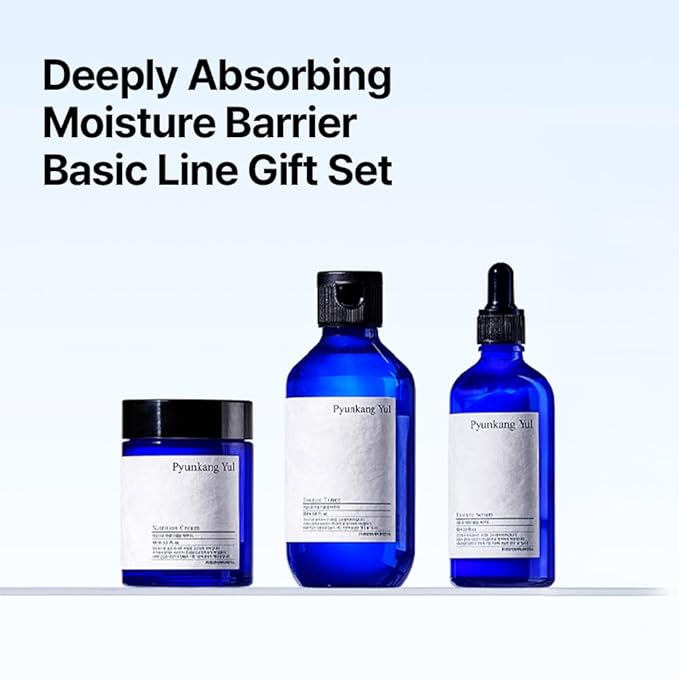 Pyunkang Yul PKY Basic Line Skincare Gift Set, Holiday Essentials for Moisturizing & Nourishing, Toner, Serum & Face Cream, Ideal for Gifting (3-Item Set)