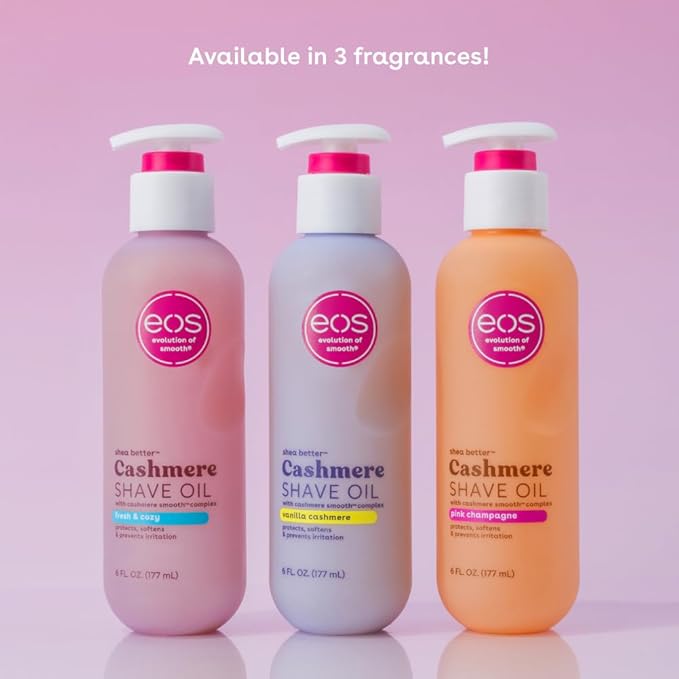 eos Cashmere Shave Oil, Fresh & Cozy, Soothing and Moisturizing, Prevents Irritation and Razor Burn, Entire Bikini Area-Approved, 6 fl oz