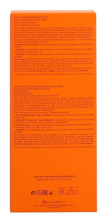 Self Tan by Collistar Supertanning Water Moisturising Anti-Salt 400ml