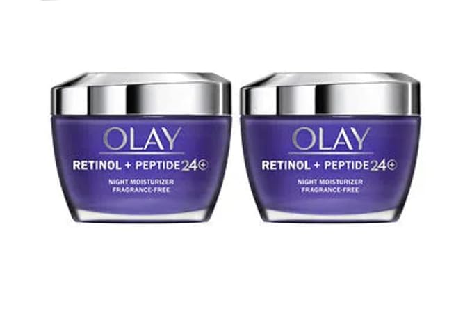 Olay Retinol + Peptide 24 Fragrance Free Night Moisturizer, 1.7 OZ (2 Packs)