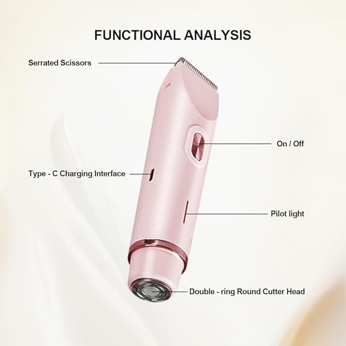 2 in 1 Womens Body Shaver,2025 Glow Aura Electric Razor, Dual Head Shaver Women, Electric Razor for Womens Legs, IPX7 Waterproof Wet & Dry Use Body Intimate Areas,Pink