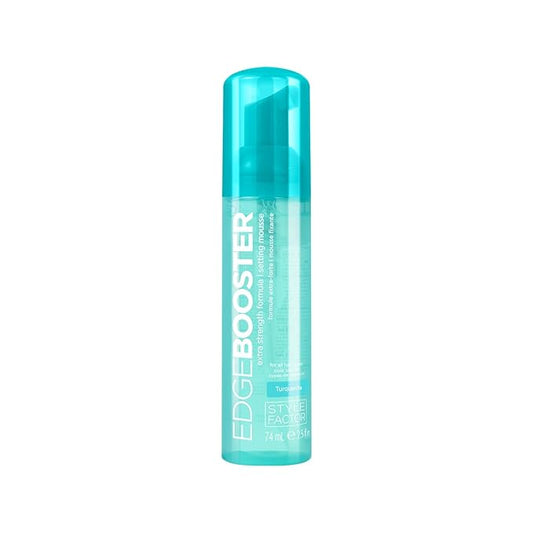 Style Factor EDGE BOOSTER Extra Strength Setting Mousse – Frizz Control, Extra Volume, and Conditioning – 2.5oz Turquenite Mousse for Curly Hair