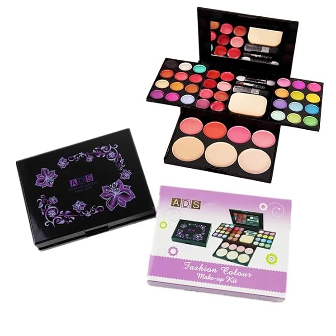 Ladies vegan girl makeup kits all in one box set cosmetic Eye shadow Palette matte gift makeup kit full blush makeup set (Multi Colored)