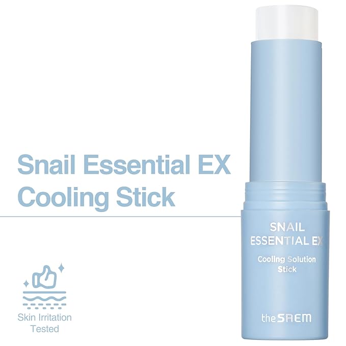 THESAEM Snail Essential EX Cooling Solution Stick Balm – Under Eye Depuffing & Soothing – Face & Eye Serum Treatment – With Snail Collagen & Aquaxyl for Moist Glow, 0.38oz.