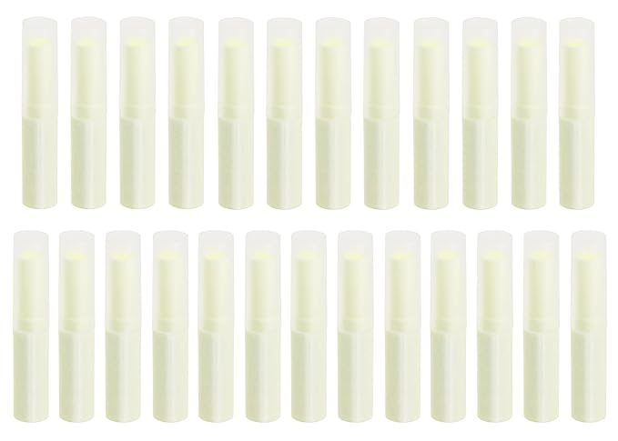 0.14oz Empty Flavored Lip Balm Container Tubes Plastic Homemade Moisturizing Lip Stick with Caps Bulk Fit for Women Adult DIY Making Supplies, 25 Count (Beige)