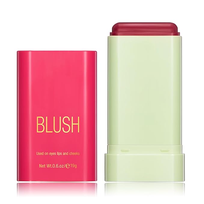 Multi-Purpose Makeup Blush Stick, 3-in-1 Beauty Tinted Solid Blush Stick For Cheeks, Lips And Eyes Waterproof Natural Cream Blush Stick With Long-Lasting Moisturizing Formula (#2Hot Red)