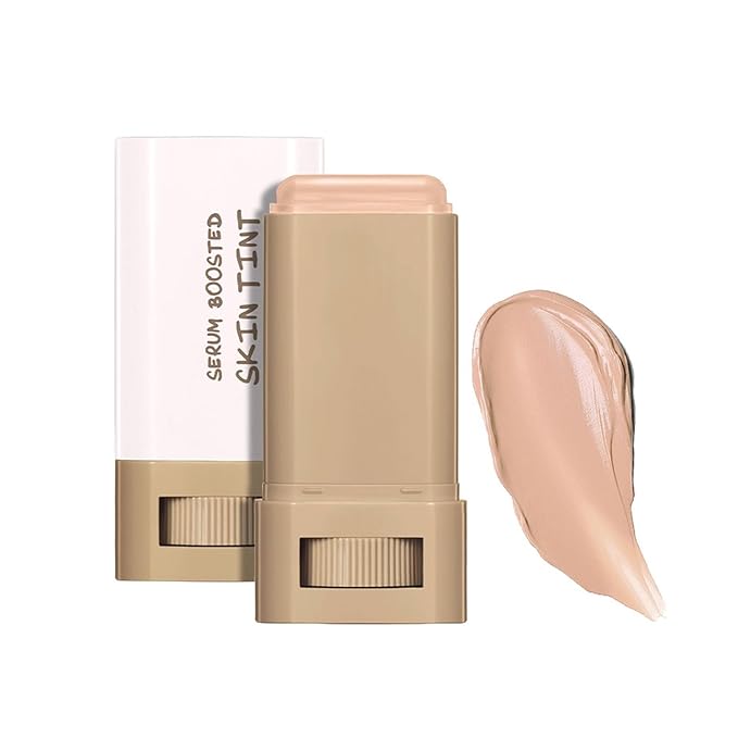 Multi-Use Foundation Stick Beauty Balm Serum Boosted Skin Tint, On-The-Go Tinted Solid Serum, Lightweight and Buildable Creamy Skin Tint Stick Makeup, Natural Finish(05#)