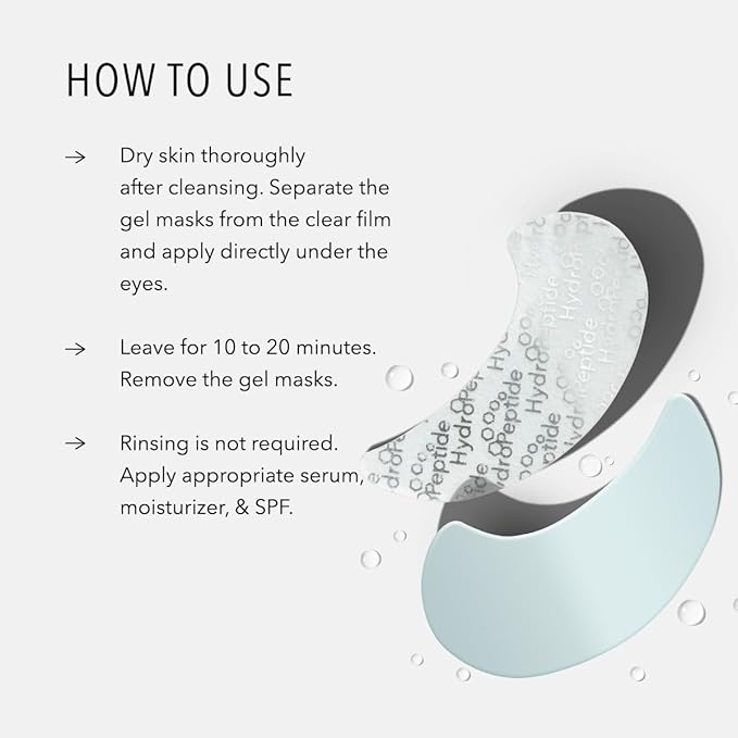 HydroPeptide PolyPeptide Collagel Eye Masks, Line-Lifting Hydrogel Under Eye Patch, Firmer Appearance & Hydration & Dark Circles, 8 Treatments