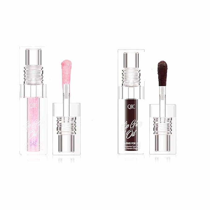 Crystal Jelly Moisturizing Color Changing Lip Oil 2Pcs Hydrating Lip Gloss Set Plumping Lip Oil Balm Long Lasting Glow Oil Lip Care