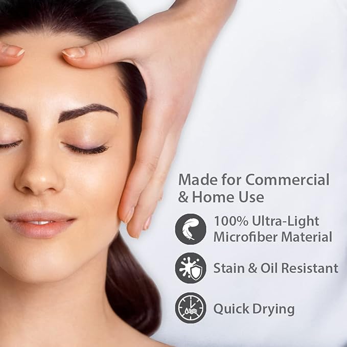 ForPro Professional Collection Premium Microfiber 3-Piece Massage Sheet Set, White, Ultra-Light, Stain, and Wrinkle-Resistant Includes Massage Flat and Fitted Sheet and Massage Face Rest Cover