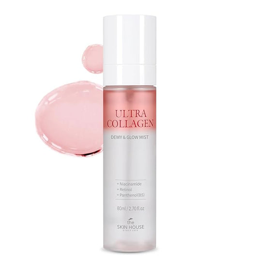 The Skin House Ultra Collagen Dewy & Glow Ampoule Mist I Retinol, Niacineamide, Adenosine| Glowy Collgen Ampoule & Double Layer Mist Spray I Korean Skincare [80ml/ 2.70 fl.oz]