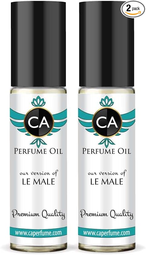 CA Perfume Impression of Le Male For Men Fragrance Body Oil Roll-On 0.3 Fl Oz-X2