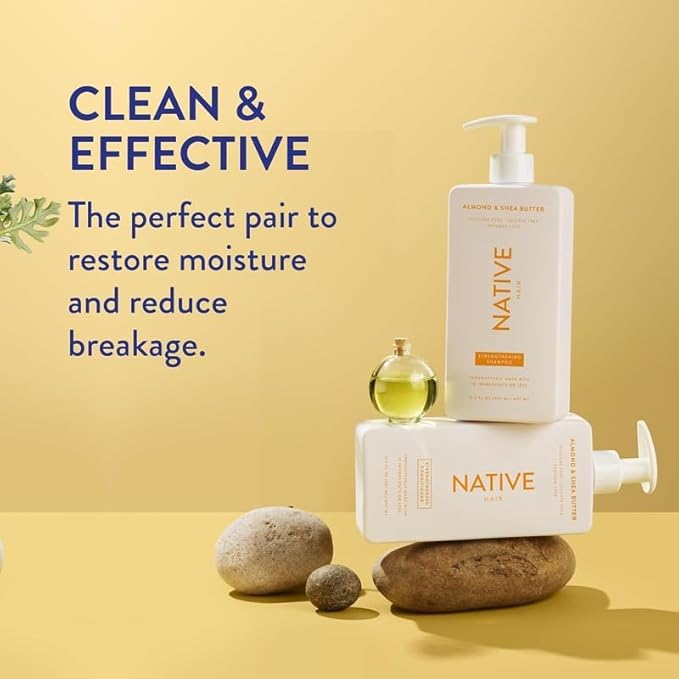 Native Shampoo and Conditioner Contain Naturally Derived Ingredients| All Hair Type Color & Treated, Fine to Dry Damaged, Sulfate & Dye Free - Almond & Shea Butter, 16.5 fl oz each (2 pack)