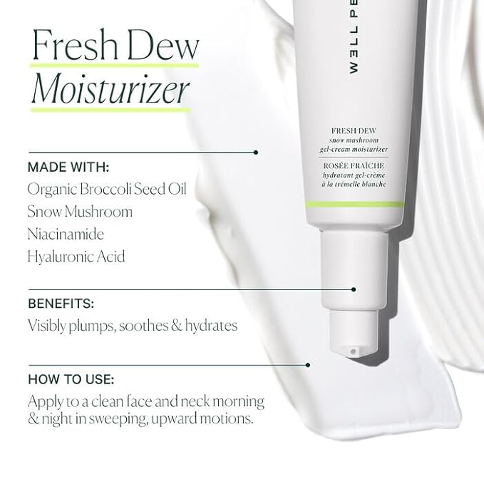 Well People Fresh Dew Snow Mushroom Gel-Cream Moisturizer, Face Moisturizer For Plumping & Hydrating, Made With Hyaluronic Acid, Vegan & Cruelty-free