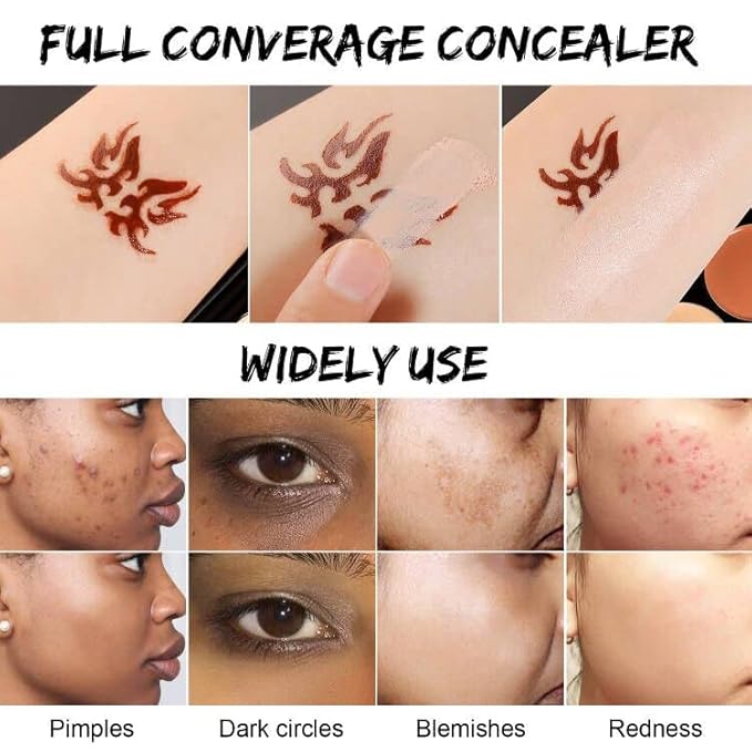 Cream Contour Concealer Makeup Palette Kit, DE’LANCI Face Contour Cream Foundation,Full Coverage Concealer Palette,Natural Brightening Contouring Highlight Makeup Pallet for Oily Skin Dark Circles