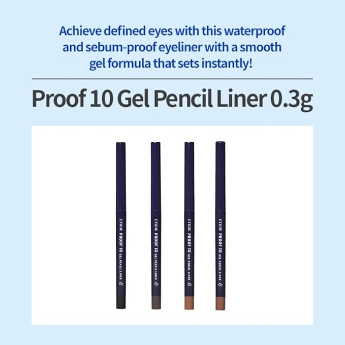 ETUDE Proof 10 Gel Pencil Liner 0.3g (#6 Honey Bronze) | Creamy Gel Texture Eyeliner with Wearable Shades to Create Precise Line Eye Makeup without Efforts, Korean Makeup, Perfect for Gift