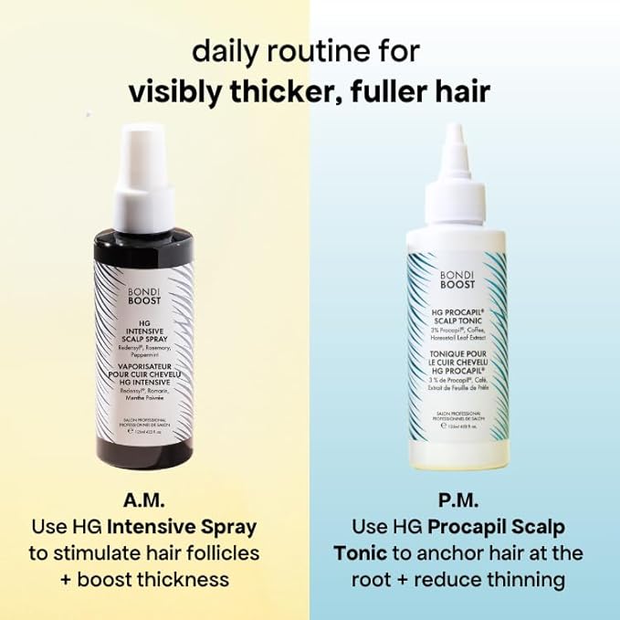 BONDIBOOST Intensive Thickening Spray [4.23 fl oz], Daily Leave In Hair Treatment to Reduce Hair Loss, Lightweight Mist for Thinning Hair + Density for Men & Women, Rosemary & Tea Tree Formula