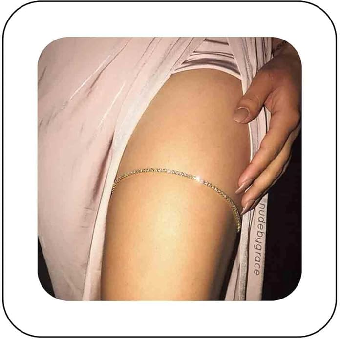 Boho Crystal Thigh Chain Gold Body
