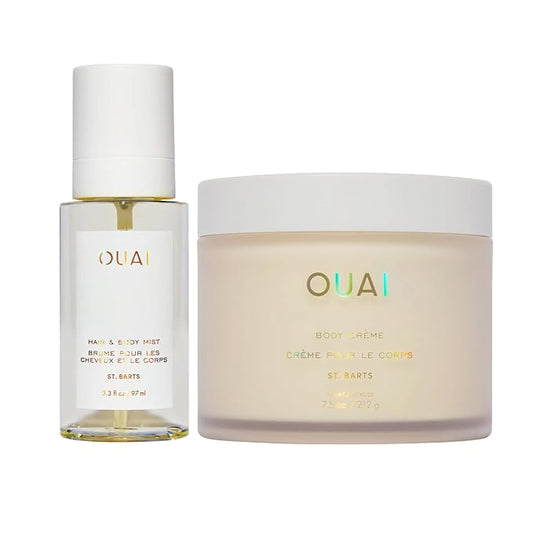 OUAI St. Barts Bundle - Includes Hair & Body Mist (3.3 Oz) for Head-to-Toe Fragrance and Hydrating Body Cream (7.5 Oz) for Smooth, Supple Skin that Smells Amazing - 2 Piece Bundle