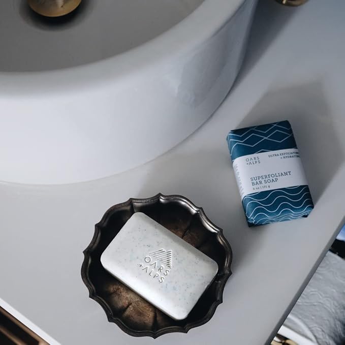 Oars + Alps Superfoliant Exfoliating Men's Bar Soap, Dermatologist Tested and Made with Clean Ingredients, Travel Size, 6 Pack, 6 Oz Each