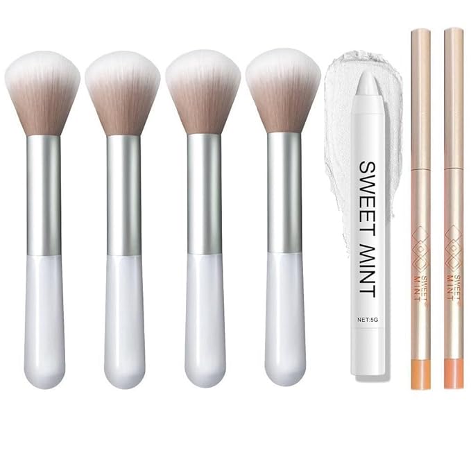 4 Pcs Cheek Makeup Brush, 2 Pcs Lip Perfecting