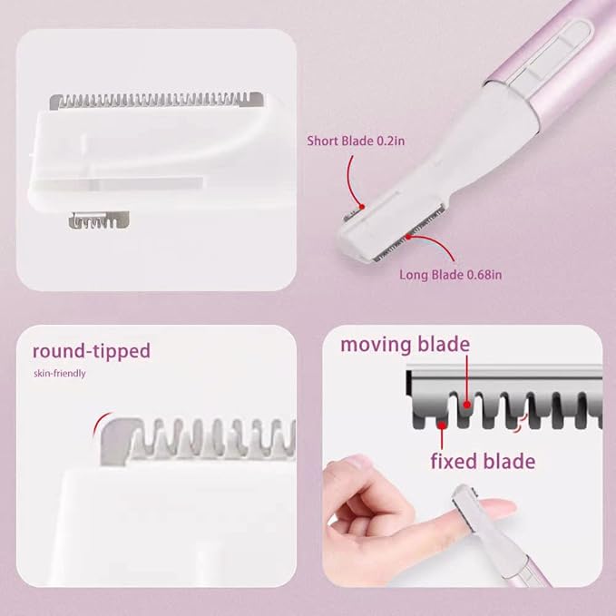 Eyebrow Trimmer, Facial Hair Trimmer Precision Detailer with Rinseable Blade, Battery Powered Double-Sided Eyebrow Razor with Comb, Compact Pen-Size Safe Painless Shaver