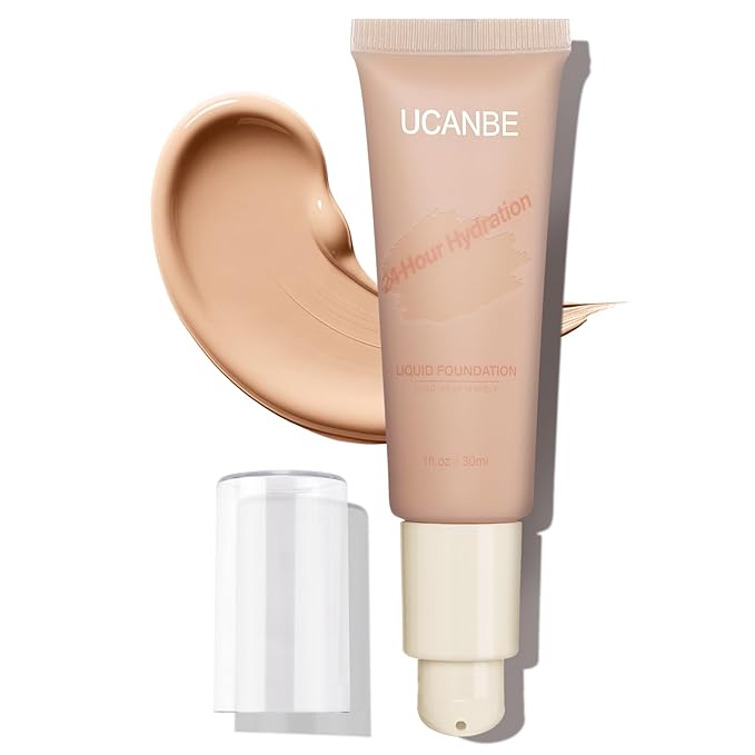 UCANBE Matte Liquid Foundation Makeup, Medium to Full Coverage Waterproof Longwear Serum Cream Foundation for Combination & Oily Mature Skin, Lightweight Hydrating Nourishing, Classic Ivory, 1 fl. oz.