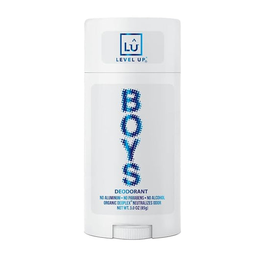 Level Up Boys Deodorant: Aluminum-Free, Alcohol-Free, Paraben-Free, 24 Hr Odor Protection, Clean Fresh Scent, Kids & Tweens, Made in the USA