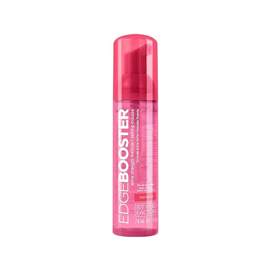 Style Factor EDGE BOOSTER Extra Strength Setting Mousse – Frizz Control, Extra Volume, and Conditioning – 2.5oz Pink Beryl Mousse for Curly Hair