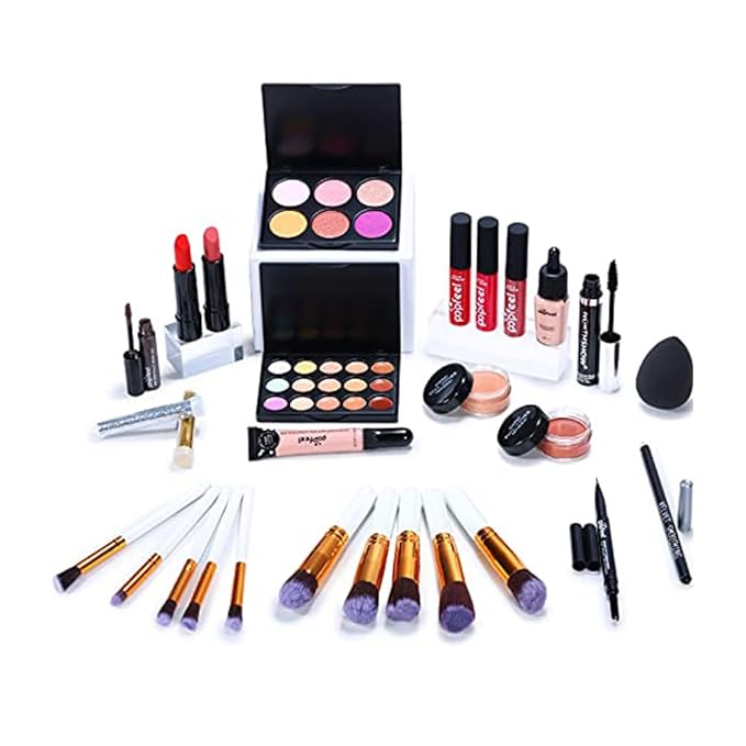 Multipurpose All in One Makeup Kit Full Kit with Eyeshadow Palette Lipstick Blush Powder Foundation Concealer Lip Gloss Mascara makeup kit for women