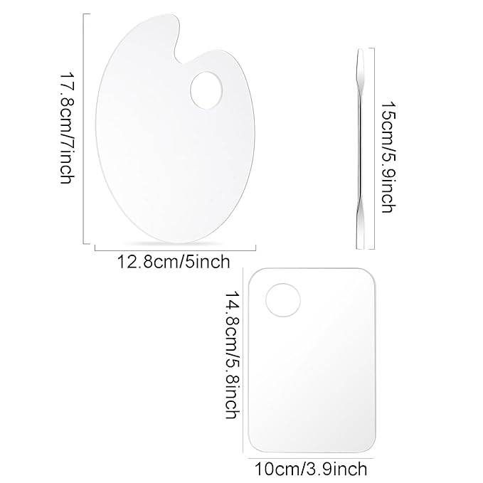 2 Pcs Acrylic Cosmetic Makeup Palette + 1 Pc Makeup Spatula, Makeup Mixing Tray Apply for Foundation Nail Art Beauty Salon Color Cream Liquid Mixing Art Palette