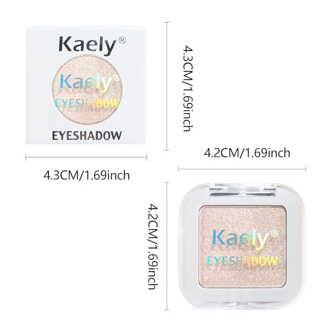 Kaely Pressed Single Eyeshadow Makeup, Sheer White Sparkle Highly Pigmented Monochrome Eye Shadow Palette, Waterproof Neutral Powde Mini Eyeshadow, sombras para ojos, Lightweight Blendable, 02