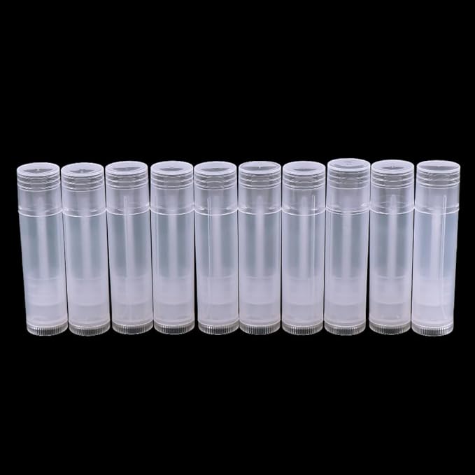 50Pcs 5ml Translucent Lipstick Cosmetic Empty Lip Gloss Lipstick Containers,Cosmetic Containers Sale Lip Balm Tubes Empty Hot Transparent Plastic Refill Lip Balm Tube with Cap