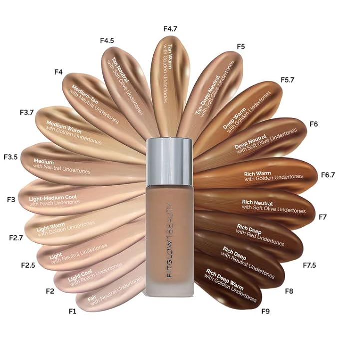 Fitglow Beauty - Natural Foundation+ Photo-Filtering Foundation | Vegan, Woman-Owned Clean Beauty (F3.5 - Medium, Neutral Undertones)