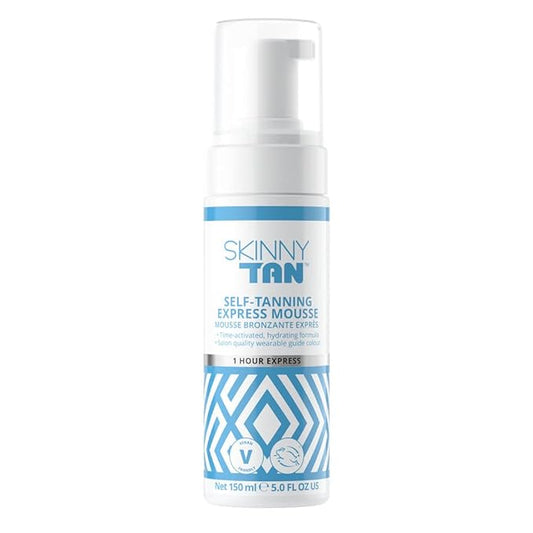 Skinny Tan Self-Tanning Express Mousse - Lightweight, Fast Drying and Long Lasting Formula - Achieve Your Desired Shade of Bronze - Delicious Coconut and Vanilla Scent - 1 Hour Express - 5 oz
