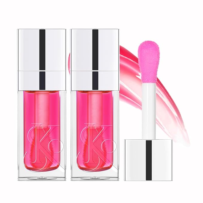 2PCS Lip Gloss Oil Set, Hydrating Lip Oil for Women, Moisturizing Lip Balm for Smooth Lip Lines, Nourishing Lip Treatment for Shiny Lips Essential Lip Care Products