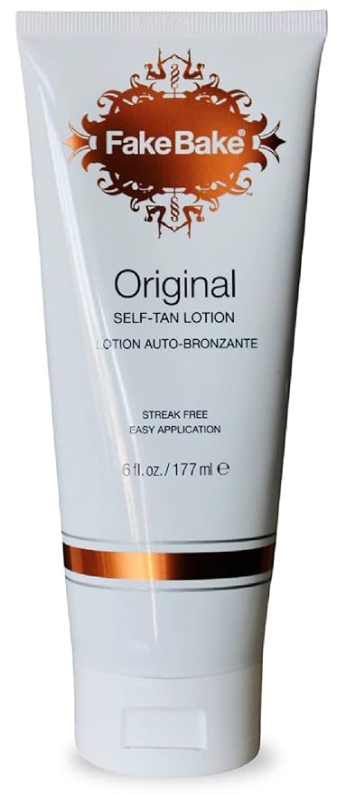 Fake Bake Original Self-Tanning Lotion Lasting Natural Looking Sunless Tanner For All Skin Tones Women & Men - Streak Free, Flawless Glow Includes Gloves For Easy Application - 6 oz