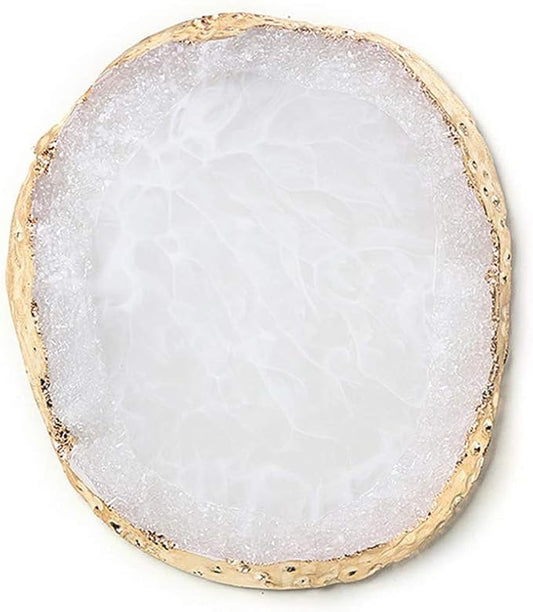 1pc White Golden Edge Resin Nail Art Palettes