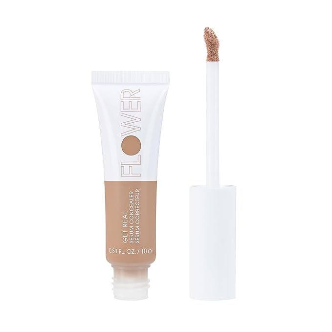 FLOWER BEAUTY By Drew Barrymore Get Real Serum Concealer - Brightens Skin + Blurs Blemishes - Hydrating Serum- Sand